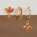 Orange and Blue Zircon Flower Dangle Earrings - Elegant Stainless Steel Jewelry Set for Women, Lightweight and Hypoallergenic, Perfect Gift for Any Occasion, Easy to Maintain and Versatile for Everyday Wear and Special Events