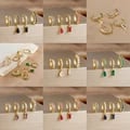 Colorful Cubic Zirconia Stainless Steel Earrings Set - 3PCS Water Drop Hoops & Cartilage Piercing Jewelry Gift Box for Women - Hypoallergenic Nickel-Free Tarnish-Resistant Fashion Accessories
