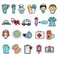 Hospital Series Doctor and Nurse Cartoon PVC Shoe Charms for Medical Professionals - Durable DIY Slipper Sandals Buckles Pins with Unique Cartoon Design and Vibrant Colors - Perfect Gift and Charming Shoe Decor for Doctors and Nurses
