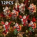 Handmade Santa Claus Wooden Ornament Set - 12-Piece Intricate 2D Flat Design for Christmas Tree Decorations, Versatile Home Decor & Gift-Giving - High-Quality Wood Craftsmanship, Festive Atmosphere & Whimsical Festive Colors for Holiday Cheer