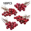 100-Piece Realistic Artificial Berries Set for Christmas Decorations - Lifelike Texture and Color, Durable Material, Versatile Use, Easy to Scatter - Festive Holiday Home Decor Accents for Tree, Wreath, Table, Mantel, Floral Arrangements - Long-Lasting Reusable Berry Ornaments