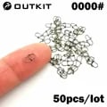 OUTKIT 50PCS Stainless Steel Pin Swivel Fishing Accessories Connector Lure Clip Rolling Swivels Sea Fishing Tackle - Durable Corrosion-Resistant Construction, Smooth Rotation Design, Value Pack of 50, Easy to Use, Versatile for Saltwater and Freshwater Fishing, Ideal for Trolling and Jigging