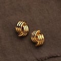Fashion Glossy Three-Layer Textured Intersecting Knot Earrings - Vintage Style Stainless Steel Gold Color Finish Lightweight Hypoallergenic Secure Closure Versatile and Elegant Accessory for Women - Perfect for Parties, Date Nights, and Office Wear - Thoughtful Gift with Intricate Craftsmanship and Attention to Detail