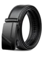 Luxury Black Leather Men's Belt with Automatic Buckle - Premium Quality Adjustable Waist Sizes 110cm 120cm 130cm - Versatile Style for Formal and Casual Wear - Great Gift Idea for Men - Sophisticated and Timeless Accessory for Any Occasion
