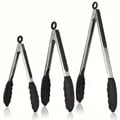 Heavy-Duty Stainless Steel Kitchen Tongs Set with Silicone Tips - Small, Medium, Large Sizes - Heat-Resistant, Locking Design - Durable Construction, Easy to Clean - Ideal for Cooking, Grilling, Serving - Rust-Resistant, Dishwasher Safe