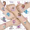 Cute Gabby Dollhouse Cats Design Waterproof Tattoo Stickers for Kids - Set of 20 Non-Toxic Easy to Apply and Remove Kawaii Anime Characters - Perfect Gift for Girls - Long-Lasting Vibrant Designs for Swimming and Bathing - Safe and Fun Skin Art Accessories