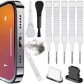 Multi-functional Mobile Phone Speaker Charging Port Cleaning Set with Dust Plug, Earphones Clean Kit, and Brush for iPhone 16 15 14, Samsung, Xiaomi - Convenient, Easy to Use, and Portable Universal Cleaning Solution to Protect Your Device and Maintain Optimal Performance