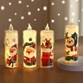 Set of 4 Realistic Flameless Flickering LED Christmas Candles with Santa Claus Projection Night Light - Battery Operated Holiday Decor for Cozy Ambiance - Durable and Reusable Tea Lights for Festive Atmosphere in Every Room
