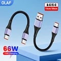 15CM/30CM Elbow Type C to USB C Cable for Fast Charging and Data Transfer - Durable Construction, Wide Compatibility - iPhone 16, Xiaomi, Samsung, Huawei - Versatile and Convenient Design for Smartphones, Tablets, Power Banks - High-Quality Short USB Type C Data Cable
