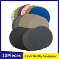 Premium 6-Inch Waterproof Hook and Loop Sanding Discs Set of 10 - Grit Range 60-10000 for Wet Dry Grinding and Polishing - Durable Flocking Sandpaper - Easy Installation on Grinders - 150mm Diameter for Efficient Material Removal and Surface Finishing - Great Value Pack for Various Projects