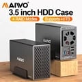 MAIWO Dual Bay External Hard Drive Enclosure Case with 4 RAID HD Array Configurations, USB 3.0 High-Speed Connectivity, Tool-Free Installation - Compatible with Windows, Mac, Linux Systems - Convenient Storage Expansion and Data Backup Solution