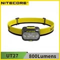 NITECORE UT27 Dual Beam 800 Lumens USB Rechargeable Headlamp with Removable Battery - Hands-Free Torch Headlight for Camping, Hiking, Running - Durable Outdoor Light for All Weather Conditions