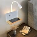 Modern Design LED Wall Lamp with 360° Rotatable Feature, USB Interface, Wireless Charging, and Switch for Easy Control - Enhance Ambiance in Bedroom, Living Room - Adjustable Brightness Levels for Customized Lighting Experience