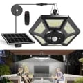 Super Bright Solar Pendant Lights with Motion Sensor Technology, Remote Control, and 5 Lighting Modes - Weatherproof and Durable Outdoor/Indoor Security Lights - Easy Installation, Eco-Friendly Operation - 180 LED Beads for Garage, Patio, Barn - Long-Lasting Performance in All Seasons