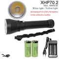 4000 Lumens XHP70 LED Diving Flashlight with Yellow/White Light Modes, 26650 Rechargeable Battery - Ideal for Spearfishing and Underwater Exploration