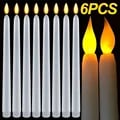 Set of 6 LED Flameless Taper Candles with Realistic Flickering Flame Effect, Battery Powered for Safety and Longevity - Long-lasting Glow, Flashing Lamp Feature, Ideal for Parties, Weddings, and Home Decorations - Multiple Pack Options Available