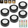 Adjustable Color Temperature Dimmable LED Under Cabinet Closet Light with Remote Control Operation - Easy Installation Round Wardrobe Lamp for Multifunctional Use in Closets, Cabinets, and Wardrobes - Black CCT LED Light with Customizable Lighting Settings