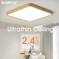 MARPOU 2.4cm Ultra-Thin LED Ceiling Light with Square Wood Grain Design - Bright Illumination, Easy Installation, Durable Construction, Versatile Application - Energy-Efficient Lighting Solution for Living Room, Bedroom, Modern Minimalist Decor - 220V/110V Compatibility