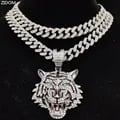 3D Tiger Pendant Necklace with Crystal Accents - Hip Hop Iced Out Bling Jewelry for Men and Women - Premium Quality Materials - Symbol of Strength and Courage - Unique Fashion Statement Piece - Perfect Gift for Any Occasion