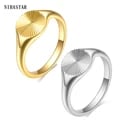Stainless Steel Carve Wave Rings Set with Dainty Rays Texture and Chunky Dome Design - Minimalist Women's Jewelry for Everyday Wear - Great Gift Option for Birthdays and Anniversaries