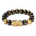 Black Obsidian Pixiu Wealth Bracelet with Buddha Beads for Enhanced Prosperity and Luck - Feng Shui Bracelet for Wealth Attraction, Protection, and Meditation - Adjustable and Stylish Elastic Bracelet for Abundance and Positive Energy