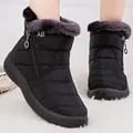 Women's Waterproof Fur-Lined Ankle Boots with Low Heel for Winter, Insulated and Durable Snow Boots for Cold Weather, Stylish and Cozy Botas Mujer with Secure Closure System and Versatile Design for Shopping and Casual Outings