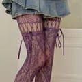 Women's Lace Bow Tie Hollow Out Floral Pattern Stockings - Elegant and Seductive High-Quality Pantyhose Tights for Nightclub Events, Cosplay Parties, and Everyday Wear - Breathable, Stretchy, and Comfortable - One Size Fits Most for Perfect Fit and Allure Enhancement