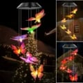 Colorful LED Solar Wind Chimes with Butterfly, Dragonfly, and Hummingbird Design - Waterproof and Solar Powered Outdoor Decor for Garden, Patio, and Backyard - Relaxing Sound Effects - Perfect Birthday Gift - Easy to Install and Use