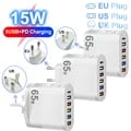 Fast and Efficient 5-Port USB Charger with PD Charging Adapter for Xiaomi, iPhone 13, Samsung - Quick Charge 3.0, Universal Compatibility, PD Charging Support, Safety Features - Compact and Portable Design for Travel and Daily Use
