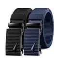 Men's Durable Nylon Webbing Belt with Toothless Automatic Metal Buckle for Outdoor Work and Sports Activities - Adjustable Fit, Versatile Style, Convenient Design, Multiple Sizes Available