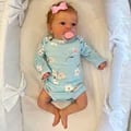 46CM Finished Reborn Baby Doll Felicia with Open Blue Eyes, Hand-Rooted Hair, 3D Skin Tone, and Visible Veins - Lifelike Premium Quality Handcrafted Toy for Interactive Play and Nurturing Skills Development - Perfect Gift Idea for Collectors and Children - Realistic Appearance and Durable Materials