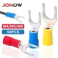 Premium 50PCS Fork Crimp Terminal Electrical Wire Connectors Pack - Easy Installation, Secure Connection, Versatile Use - Automotive, Marine, Household - Durable Insulation, Reliable Splice Design - Save Time and Money with Convenient Pack