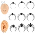 Stainless Steel Buffalo Horn Septum Ring | Punk Rock Style Nose Piercing | Pincher Stretcher Expander | 2G 4G 6G Sizes | 8mm 10mm 11mm 12mm Lengths | Durable & Corrosion Resistant | Easy to Insert & Remove | Unique Body Jewelry Accessory