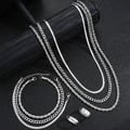 2024 Punk Vintage Stainless Steel Silver Jewelry Set for Men & Women - Ring, Necklace, Bracelet - Edgy & Stylish Gift-Worthy Unisex Accessories - Premium Quality Durable Design for Everyday Wear & Special Occasions