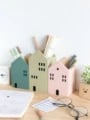 Whimsical Cartoon House Wooden Pen Holder - Multi-Functional Desk Organizer for Students, Offices, and Home Offices - Durable Storage Box for Pens, Pencils, Makeup Brushes - Compact and Space-Saving Design - Great Gift Idea for Organization and Joyful Workspaces