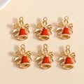 Enamel Christmas Bell Charms Set of 10 - Durable Festive Jewelry Making Supplies - Versatile 16*21mm Size for Bracelets, Pendants, Earrings - Creative Handmade Gift Idea - Easy to Attach with Loop - Lightweight for Comfort - Ideal for Jewelry, Scrapbooking, and Home Decor