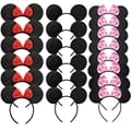 Wholesale Set of 12 Mouse Ear Headbands with Vibrant Bows - Durable Fabric, Securely Attached Ears, Assorted Colors - Perfect for Parties, Cosplay, and Everyday Wear - Fits Women, Girls, and Children - Lightweight and Stylish Hair Accessories - Great Value for Retailers and Individuals