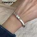 Mewanry Silver Color Belt Geometric Bracelets - Unique Vintage Design, High-Quality Material, Adjustable Fit, Perfect Gift, Versatile Style - Stylish and Elegant Jewelry Accessory for Men and Women