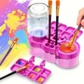 Automatic Paint Brush Cleaner with Drain Button - Efficient Water Circulation for Quick Cleaning - Compact Bucket for Artists, Students, and Hobbyists - Essential Tool for Easy Brush Maintenance