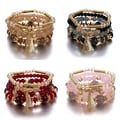 Bohemian Charm Bracelet Set with Tassel Charms and Glass Beads - 4 Piece Female Fashion Accessory in Gift Box: Adjustable Chain Lengths, High-Quality Materials, Stylish and Eclectic Design for Daily Wear, Perfect for Any Outfit, Playful and Feminine Touch, Ideal Gift for Women