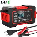 Fast and Smart Charging Car Battery Charger 12V 6A Pulse Repair with Advanced Pulse Repair Technology, LCD Display, Multiple Protection Features, Compact and Portable Design - Ideal for AGM, Deep Cycle, GEL, Lead-Acid Batteries, Auto, and Motorcycle Applications