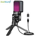 Zealsound RGB USB Condenser Gaming Microphone with Premium Sound Quality, Customizable RGB Lighting Effects, Plug and Play Convenience, Adjustable Stand, and Durable Metal Construction - Ideal for Recordings, Streaming, Podcasting, and Gaming on PC, Mac, PS4, PS5, and Phone