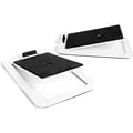 White Desktop Speaker Stands for Edifier MR4, MR3, MR3BT - Sturdy Construction, Optimal Placement, Sleek Design, Easy Installation, Desk Organization - Ideal for Medium Bookshelf & 3”-4” Speakers, Minimize Vibrations, Rubber Pads, Modern Workspace Addition