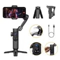 AOCHUAN Gimbal Stabilizer 3-Axis Smart X Pro Professional with Advanced Stabilization Technology, Wireless Charging, OLED Display, LED Light, and Focus Wheel for Ultra-Smooth Footage, Continuous Smartphone Charging, Real-Time Monitoring, Low-Light Illumination, and Precision Focus Control