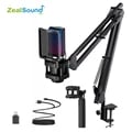 Zealsound RGB Recording Microphone with Crystal Clear Audio Quality, Articulated Arm, RGB Lighting, Sturdy Tripod Stand, and Plug-and-Play USB Connectivity for Gaming, Podcasting, Streaming, and YouTube Videos