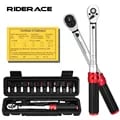 RIDERACE Precision Torque Wrench Set - 15-Piece Bicycle & Motorcycle Repair Tool Kit with Dual Direction Design - 1/4' Drive, 2-24Nm Range, Allen Keys, Socket Spanners - Professional-Grade Quality for DIY Enthusiasts & Mechanics - Versatile Multi-Purpose Application