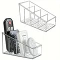 Clear Acrylic Multi-Compartment Remote Control Holder and Organizer for Home Decor, Kitchen, and Makeup - Stylish and Functional Storage Solution with 4 Spacious Compartments - Versatile and Durable Clear Acrylic Material - Ideal for Decluttering and Streamlining Your Space