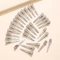 Set of 30 Stylish Metallic Silver Hair Clips - Durable and Long-Lasting Hair Accessories for All Hair Types - Easy to Use Clips for Daily Wear or Special Occasions - Versatile Salon-Quality Design for Secure Hold and Elegant Hairstyles