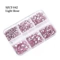 Premium SS6-20 Pink Bronze Silver Flatback Rhinestones Gems Set for Nail Art - 6grids Mixed Sizes, Flashing Diamonds Effect, Easy Application, Versatile DIY Use - High-Quality, Durable, Sparkling Crystals for Professional Manicures and Creative Projects