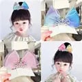 Princess Crown Hair Clips with Standing Bowknot Design in Beautiful Pastel Rainbow Colors - Korean Hair Accessories for Kids, Secure Clip, Lightweight and Comfortable, Ideal for Special Occasions and Everyday Wear, Adds Royal Charm and International Flair to Your Child's Style